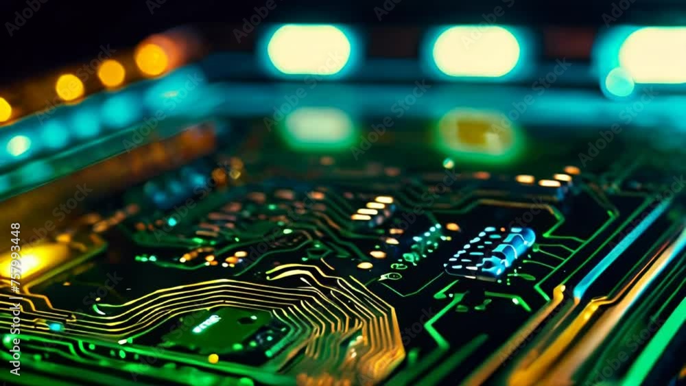 Aufkleber a close-up view of a circuit board, a symphony of interconnected components working in harmony