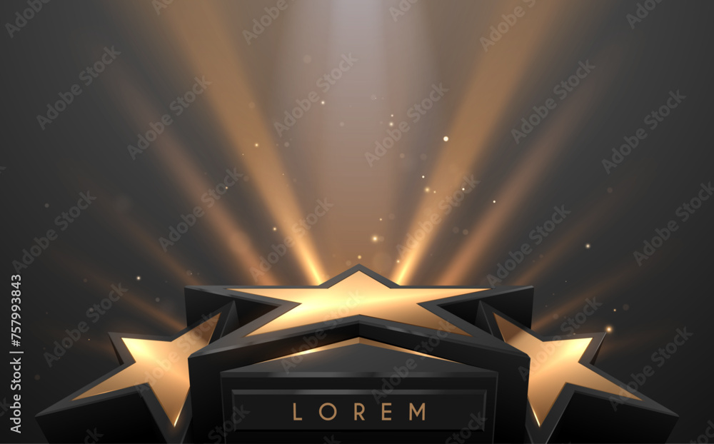 Poster black and gold star shape stage with light effect - Posters