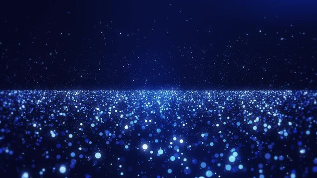 Beautiful Luxury blue magical stardust and sparkling particles space floor, flying though tunnel, for award ceremony event, Digital Art, Modern background, motion design, Loopable, LED, 4K