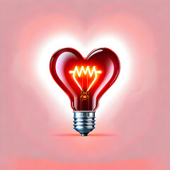 Glowing Affection: Red Heart Light Bulb(Generative AI)