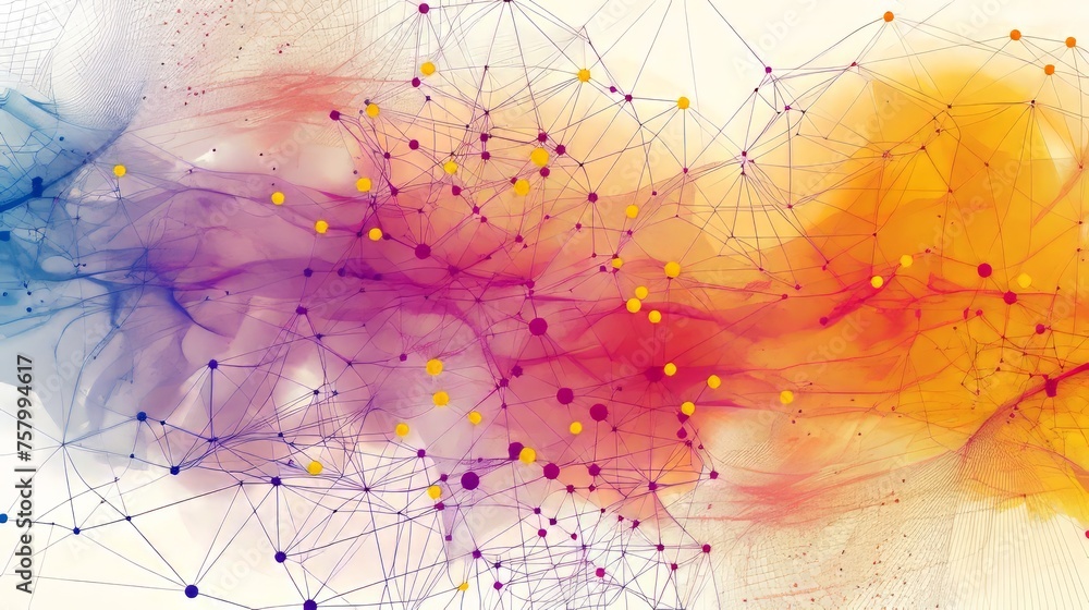 Poster connective dot and line gradient design for tech.
