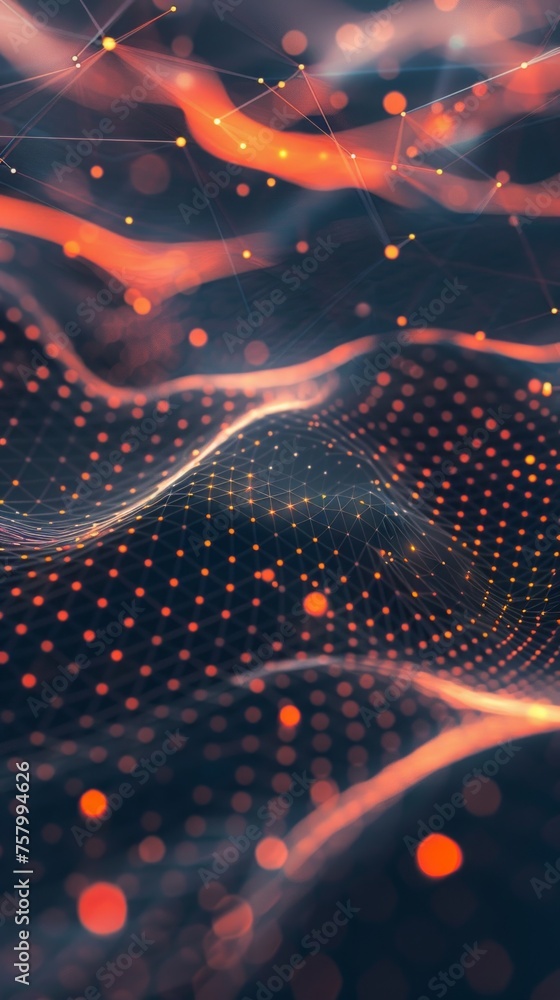 Poster connective dot and line gradient design for tech.