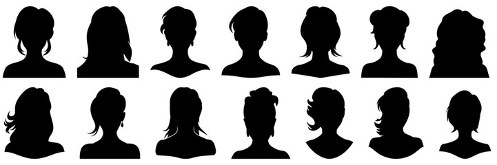 Woman silhouettes set, large pack of vector silhouette design, isolated white background