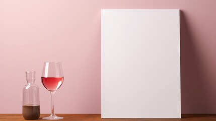 a glass of wine next to a white board