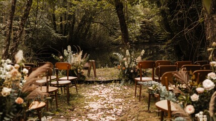 Fairytale forest wedding, intimate outdoor ceremony with natural magic.