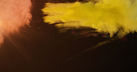 Digitally generated image of a colorful powder bomb with glowing light.