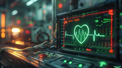 Bioprinted Heart Data Visualization on Futuristic ECG Machine Display