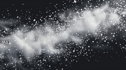 Snow dust, white flour splashes, salt crystals, salt granules (sand) scattered on transparent background. Modern illustration of a realistic splatter of salt, sugar, or crystals.