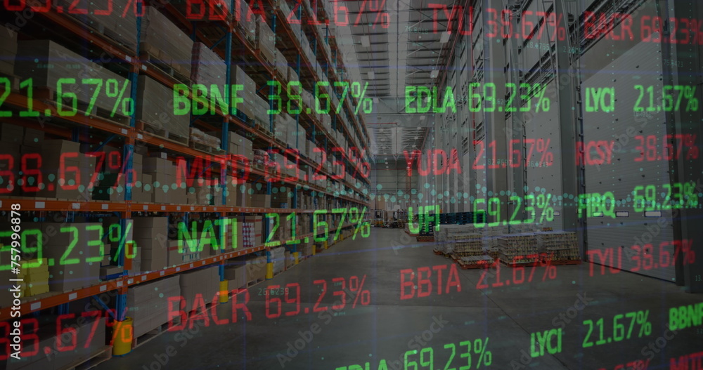 Poster image of data processing over empty warehouse