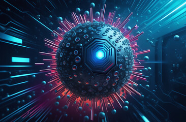 Futuristic illustration of cyber virus - obrazy, fototapety, plakaty