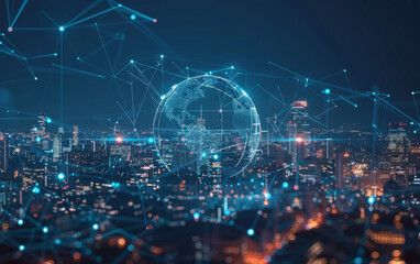 Global business internet network connection iot internet of things business intelligence concept