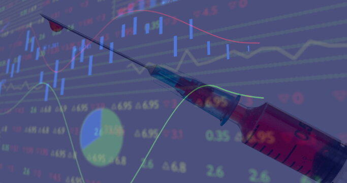 Image of data processing over syringe - Powered by Adobe