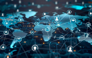 Obraz premium Global business internet network connection iot internet of things business intelligence concept