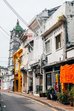 malacca, malaysia. 20th april, 2023: street view of malacca colonial town