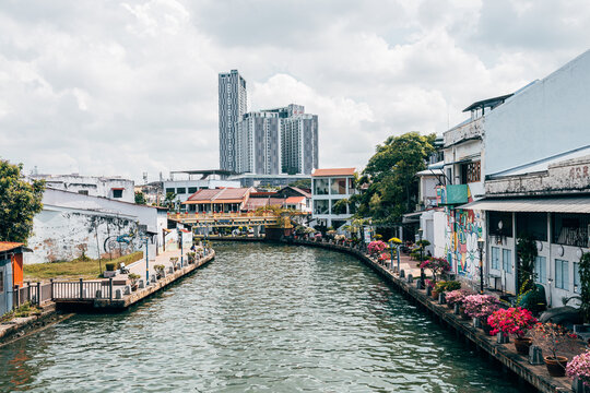 malacca, malaysia. 20th april, 2023: street view of malacca colonial town