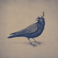 Fototapeta premium Bird in party hat illustration