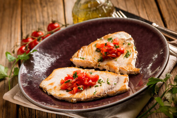 grilled swordfish with diced tomatoes - 758003061