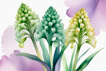 Art background with transparent x-ray hyacinths flowers.
