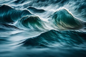 Blurred motion with selective focus on diverse abstract patterns of water waves