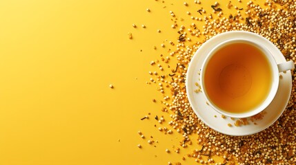 Golden Elixir: Top View of Fresh Buckwheat Tea