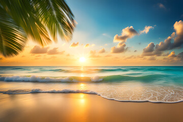 Blurred tropical beach - obrazy, fototapety, plakaty