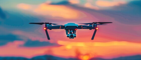 Flying drone in the sky - obrazy, fototapety, plakaty