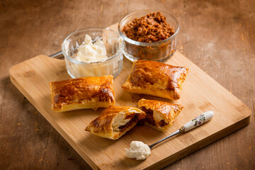 puff pastry filled with minced meat and cheese