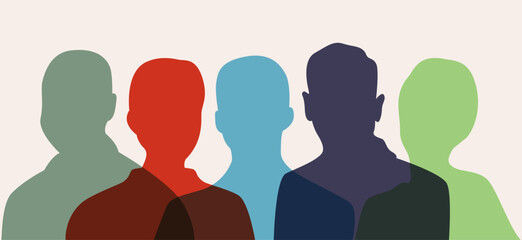 People in flat style, in vector. Isolated silhouettes of people. - obrazy, fototapety, plakaty