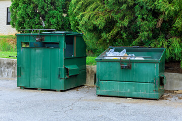 Metal containers used during house for storing household waste