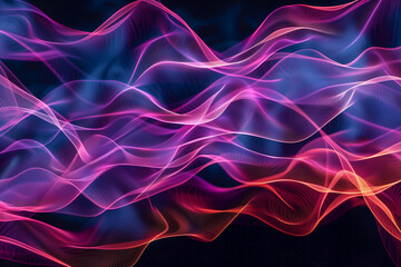 Naklejka premium illustration of abstract colorful waves on black background
