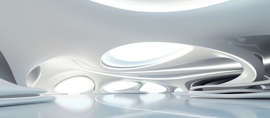 Abstract futuristic white interior. Architectural backdrop. .