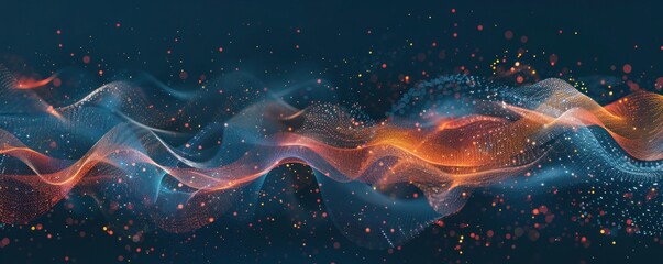 3D render of an abstract background with flowing particle design. Digital Soundwave - obrazy, fototapety, plakaty