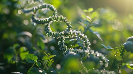 agricultural biotechnology concept with DNA helices intertwining with plants, symbolizing genetic enhancement