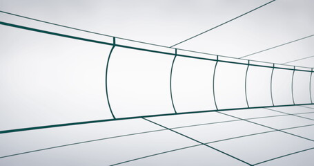 Image of moving green grid lines on white background 4k