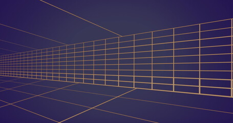 Image of moving yellow grid lines on purple background 4k