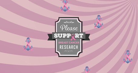 Image of breast cancer awareness text on pink background