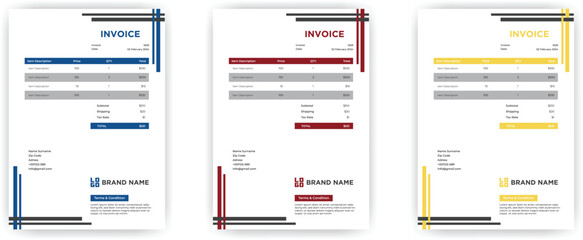 Abstract modern colorful business invoice template