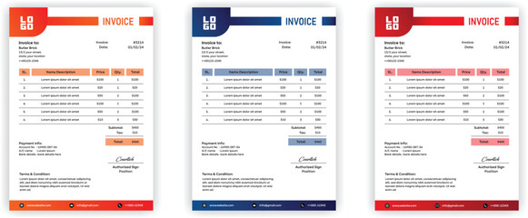 Abstract modern colorful business invoice template