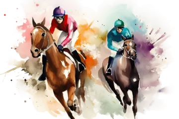 Ingelijste posters ai generative park racing horse Horse drawing watercolor riding © akk png