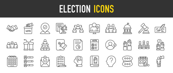 Election outline icon set. Vector icons illustration collection