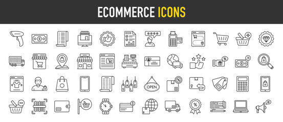 Fototapeta na wymiar Ecommerce outline icon set. Vector icons illustration collection