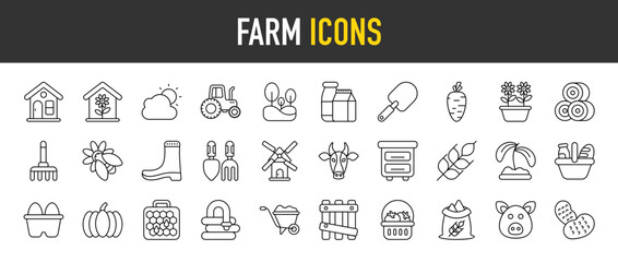 Fototapeta na wymiar Farm outline icon set. Vector icons illustration collection 