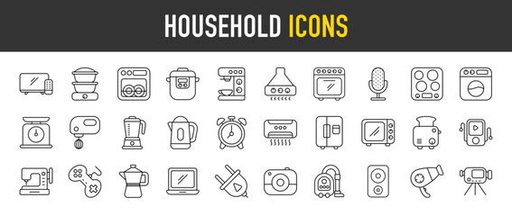 Fototapeta na wymiar Household outline icon set. Vector icons illustration collection