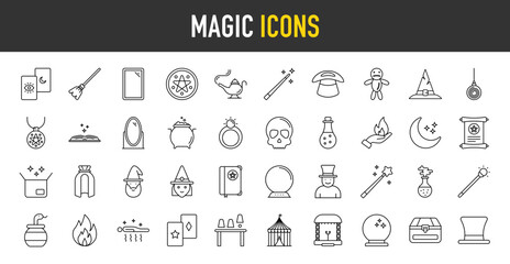 Magic outline icon set. Vector icons illustration collection