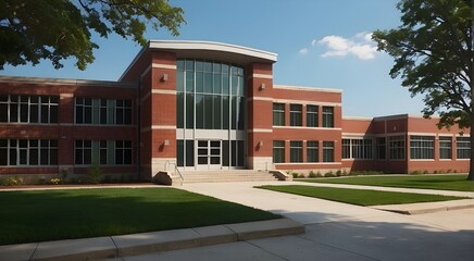 An outside view of a typical American school building