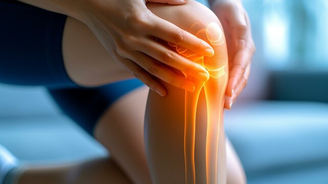 image of a close up knee with a patient experiencing arthritis pain, AI Generative
