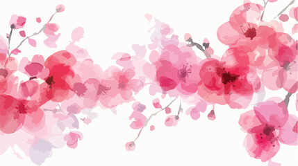Abstract watercolor background with pink flowers