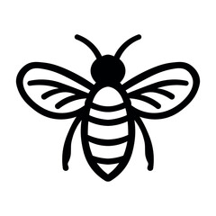 black vector bee icon on white background