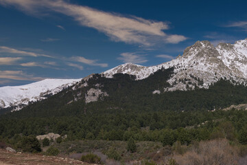 winter mountain landscape in the sierra de guadarrama mountains