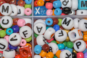 Letters and figures to make bracelets with colorful horizontal details